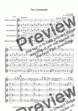 page one of The Continental – Saxophone Quinet