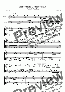 page one of Brandenburg Concerto No.3 – Duet for Violin & Viola