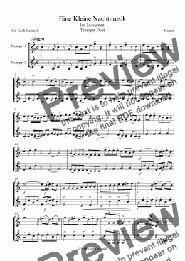 page one of Eine Kleine Nachtmusik – Trumpet Duet