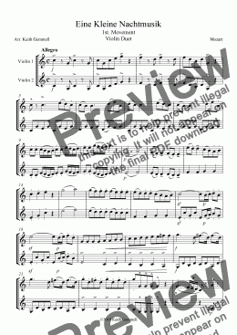 page one of Eine Kleine Nachtmusik – Violin Duet (key C)