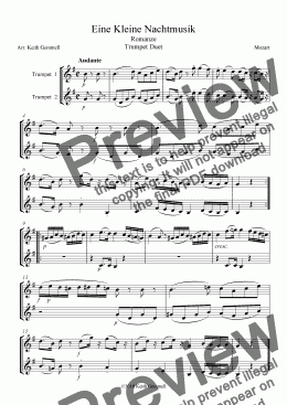 page one of Eine Kleine Nachtmusik (Romanze) – Trumpet Duet