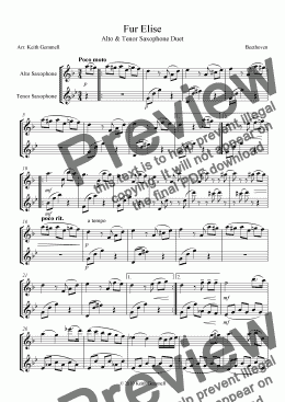 page one of Fur Elise – Saxophone Duet (Alto & Tenor)