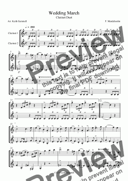 page one of Wedding March – Clarinet Duet