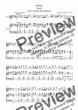 page one of <b>Spring from THE FOUR SEASONS</b> for piano and violin