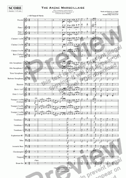 page one of The Anzac Marseillaise - Concert Band