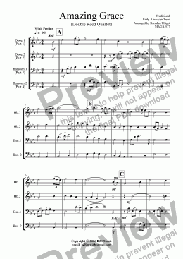 page one of Amazing Grace - Double Reed Quartet