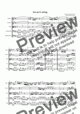 page one of <b>Air on G string</b> for String quintet