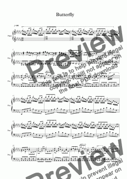 page one of <b>Butterfly</b> for Solo Piano