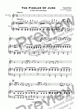 page one of The Fiddler Of June  (F Horn Solo with Piano)