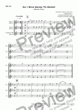 page one of As I Was Going To Derby - Woodwind Trio (2 Futes and Clarinet)
