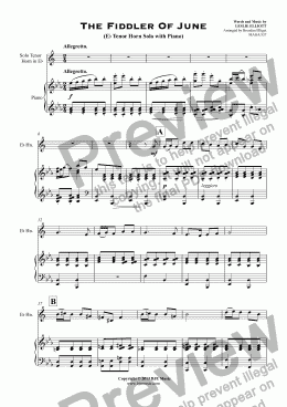 page one of The Fiddler Of June  (Eb Tenor Horn Solo with Piano)