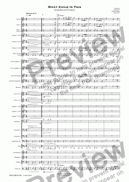 page one of What Child Is This (Greensleeves) [D minor] - Concert Band