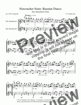page one of Nutcracker Suite: Russian Dance: Alto Saxophone Duet
