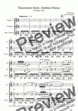 page one of Nutcracker Suite: Arabian Dance: Clarinet Trio