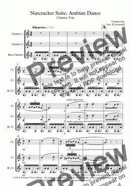 page one of Nutcracker Suite: Arabian Dance - Clarinet Trio