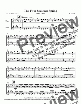 page one of The Four Seasons: Spring: Flute Duet