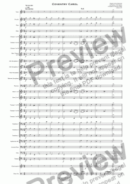 page one of Coventry Carol - Concert Band