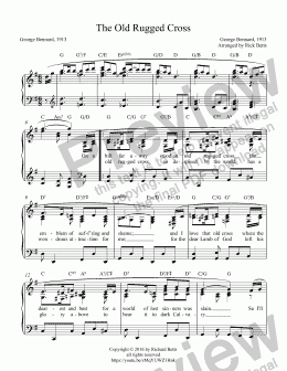 page one of The Old Rugged Cross - Lent / Easter / Communion Hymn Piano Solo