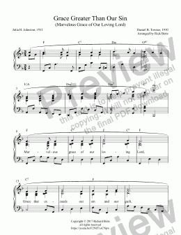 page one of Grace Greater Than Our Sin  (Marvelous Grace of Our Loving Lord) - Hymn Piano Solo