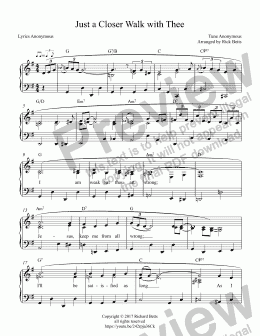 page one of Just a Closer Walk with Thee - Country Gospel Hymn Piano Solo