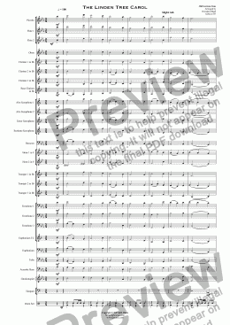 page one of The Linden Tree Carol - Concert Band