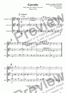 page one of Gavotte (Solo from the Organ Concerto) - Brass Trio v1