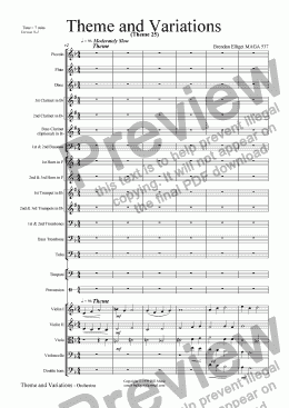 page one of Theme and Variations (Theme 25) - Orchestra