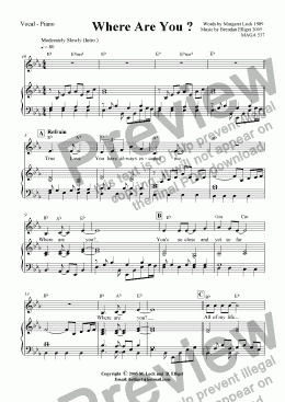 page one of Where Are You ? - Vocal Solo with Piano