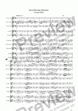 page one of Silent Worship [Handel]  Cornet Solo