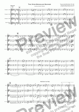 page one of The Star-Spangled Banner (American National Anthem) CLARINET QUARTET