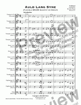 page one of Auld Lang Syne (Flexible BRASS Quartet or Group)