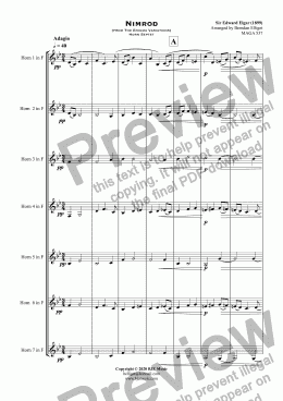page one of Nimrod (from The Enigma Variations) - Horn Septet