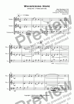 page one of Whispering Hope [String Trio - 2 Violins and Cello]