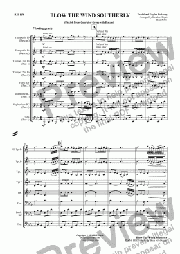 page one of BLOW THE WIND SOUTHERLY  - Flexible Brass Quartet or Group with Descant