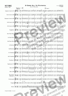 page one of O Come All Ye Faithful (Key of F) - Brass Band