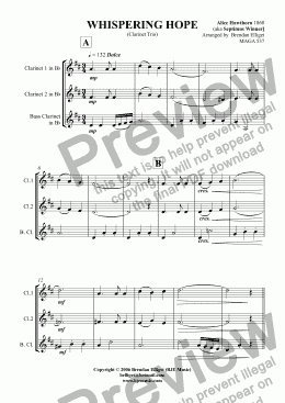 page one of WHISPERING HOPE - Clarinet Trio