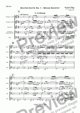 page one of Baxter Suite No. 1 - Brass Quintet