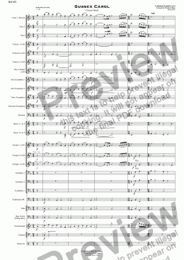 page one of Sussex Carol - Concert Band