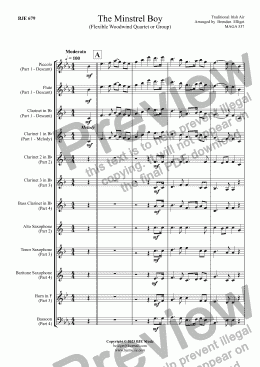 page one of The Minstrel Boy (Flexible Woodwind Quartet or Group)