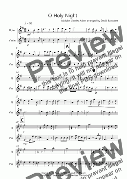 page one of O Holy Night for Flute and Violin Duet