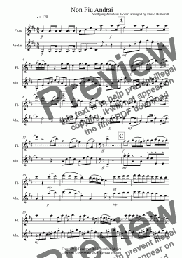 page one of Non Piu Andrai for Flute and Violin Duet