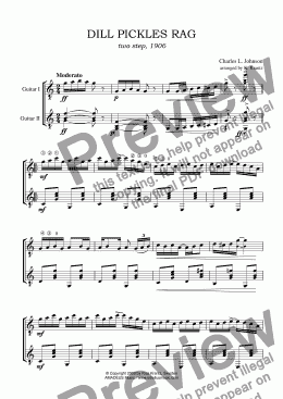 page one of Dill Pickles Rag for guitar duet