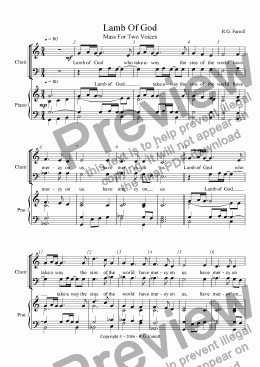 page one of Mass for Two Voices - Lamb of God