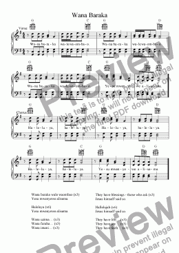 page one of Wana Baraka (Swahili Hymn)