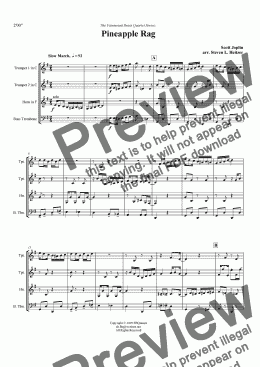 page one of Pineapple Rag - Brass QUARTET