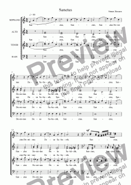 page one of MASS for choir a cappella - 4th movement - Sanctus