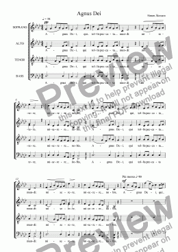 page one of MASS for choir a cappella - 5th movement - Agnus Dei