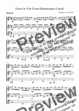 page one of Down in yon Forest (Renaissance Carol)