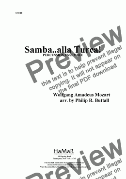 page one of Samba..alla Turca! for Percussion Ensemble