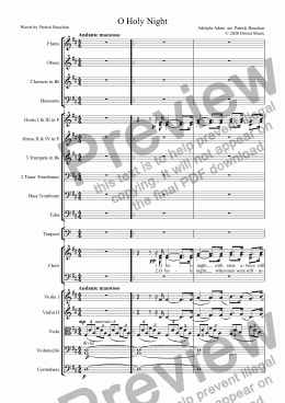 page one of O Holy Night ( Adolph Adam) for Contralto  solo and Orchestra